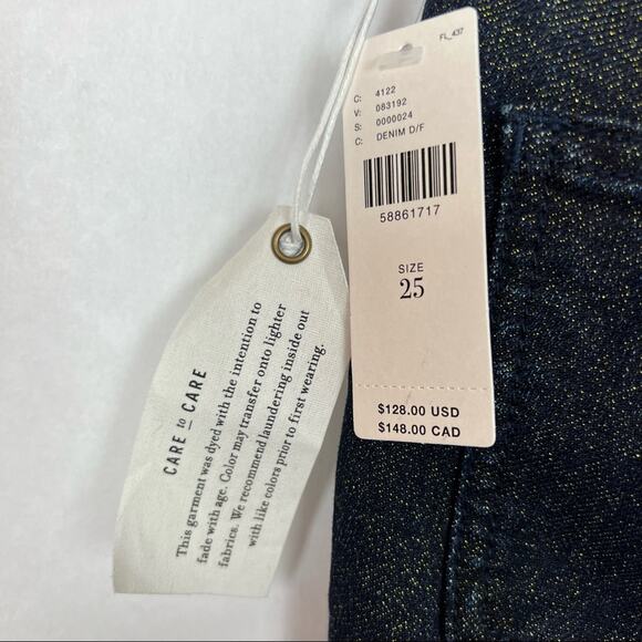 Anthropologie Pilcro High Rise Denim Legging Shimmer Shine Glitter Blue Jeans 25 - Picture 8 of 10